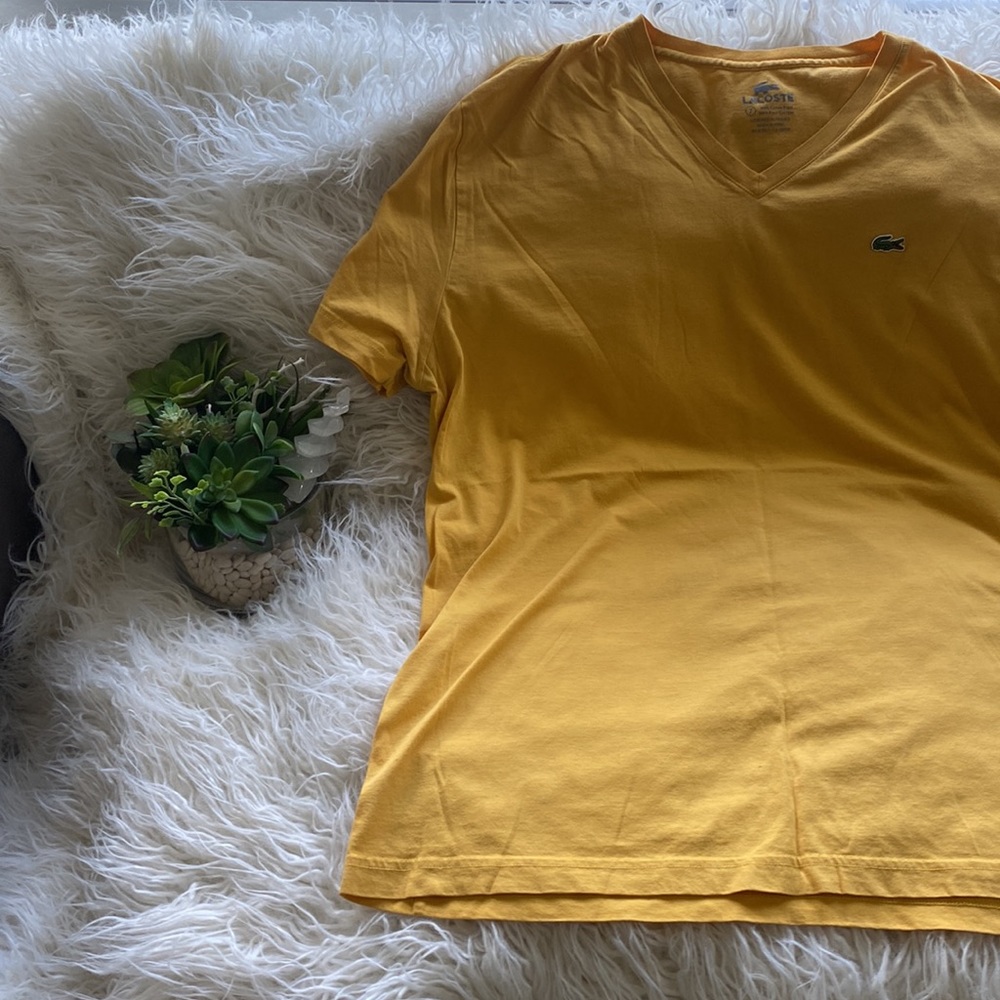 Lacoste yellow v neck tee shirt - Picture 4 of 5